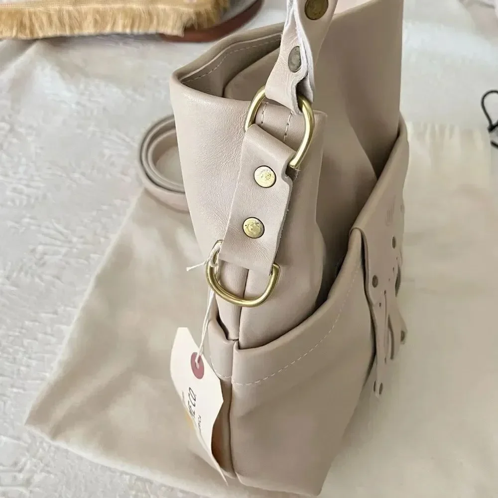 NWT J.W. Hulme Co. Kiltie Leather Hobo Bag Cream Color